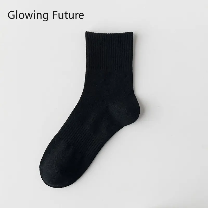 Cotton Men Socks Solid Color Black White Socks for Men Harajuku Middle Tube Sport Sokken Casual Business Sweat Breathable Sox
