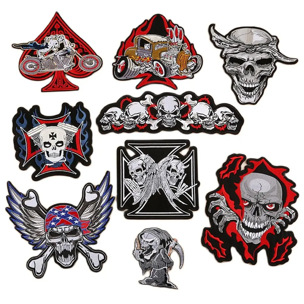 9Pcs/Lot Large new demon skull embroidery DIY patch punk ghost badge coat coat fashion cloth label