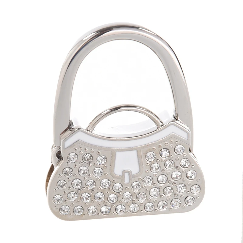 

2X Metal Rhinestone Folding Handbag Purse Table Hook Hanger Holder