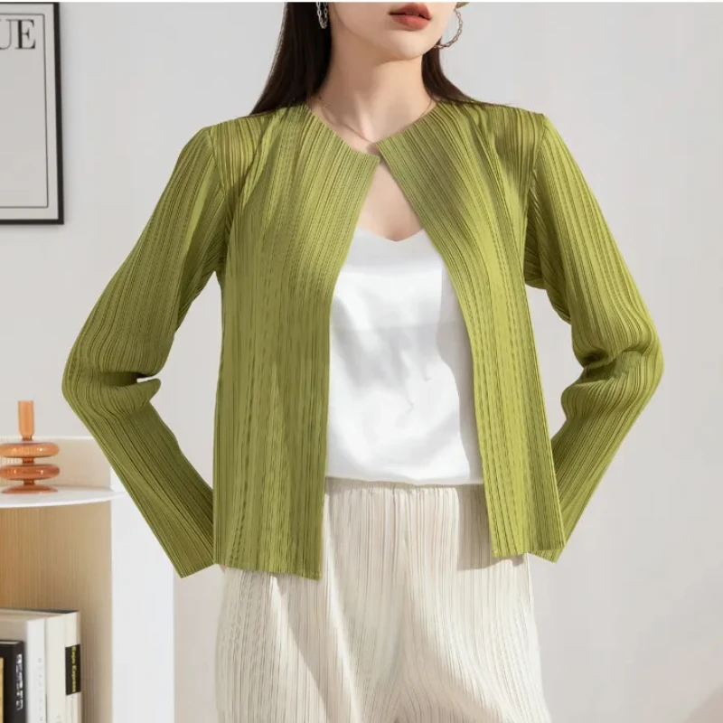 Женское Плиссированное пальто GGHK Miyake новый простой Повседневный Кардиган на