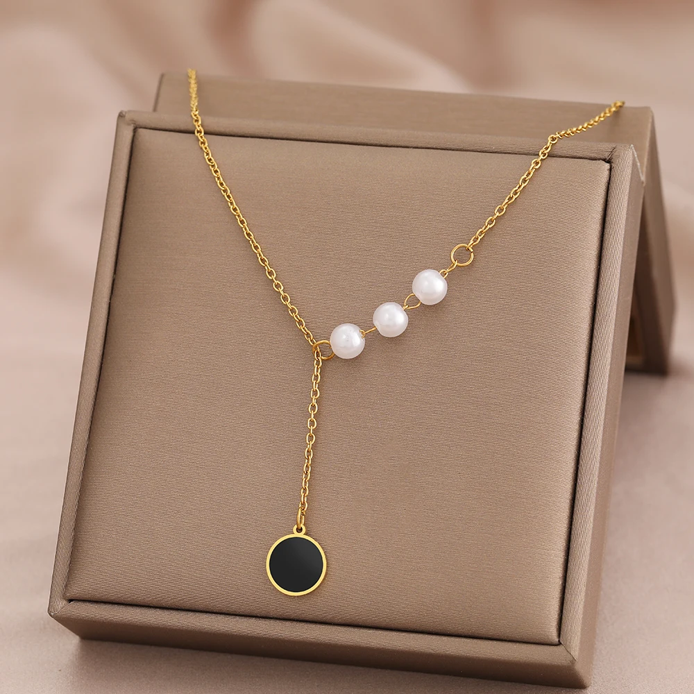 Ожерелья из нержавеющей стали черные акриловые Круглые бриллианты чокер