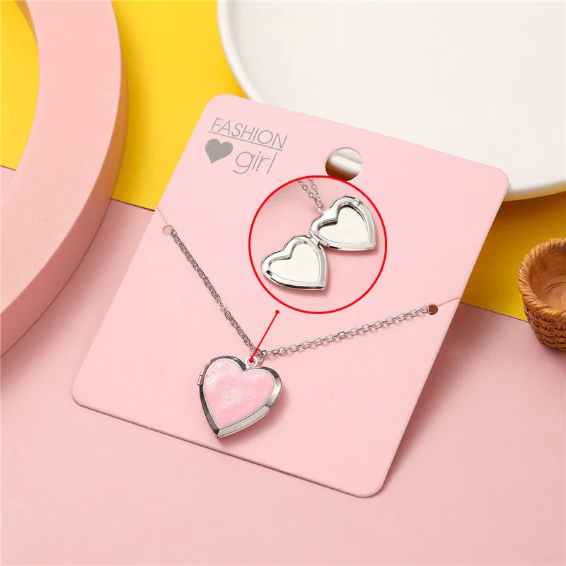 Новое милое персиковое сердце ожерелье Любовь открывающееся и закрывающееся