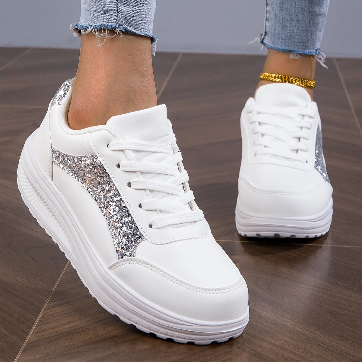 Кроссовки-носки женские на шнуровке дышащие плоская Вулканизированная подошва