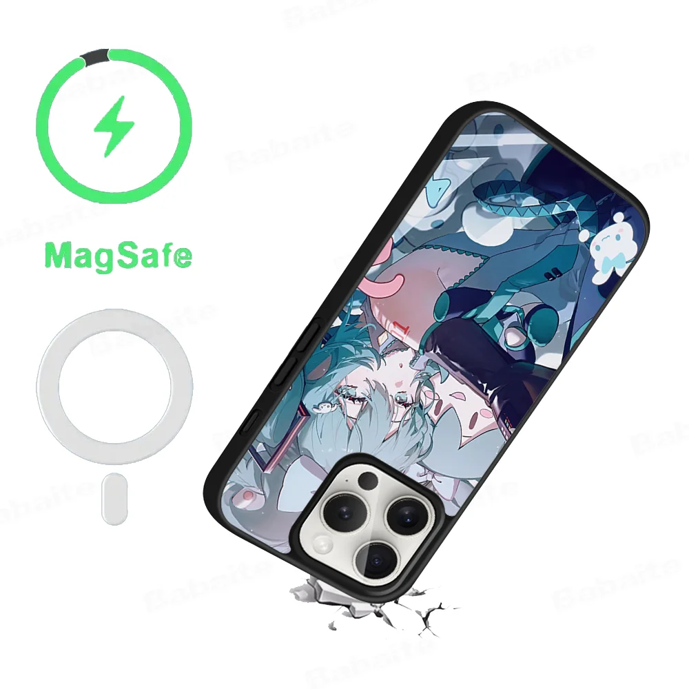 H-Hatsune M-Miku Anime girl Phone Case Magnetic For iPhone 16 14 13 12 11 15 Pro Max Plus Magsafe Wireless Cover