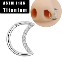 astm f136 titanium daith clicker piercing nose ring zircon crescent ear daith cartiliage tragus earrings segment clicker jewelry