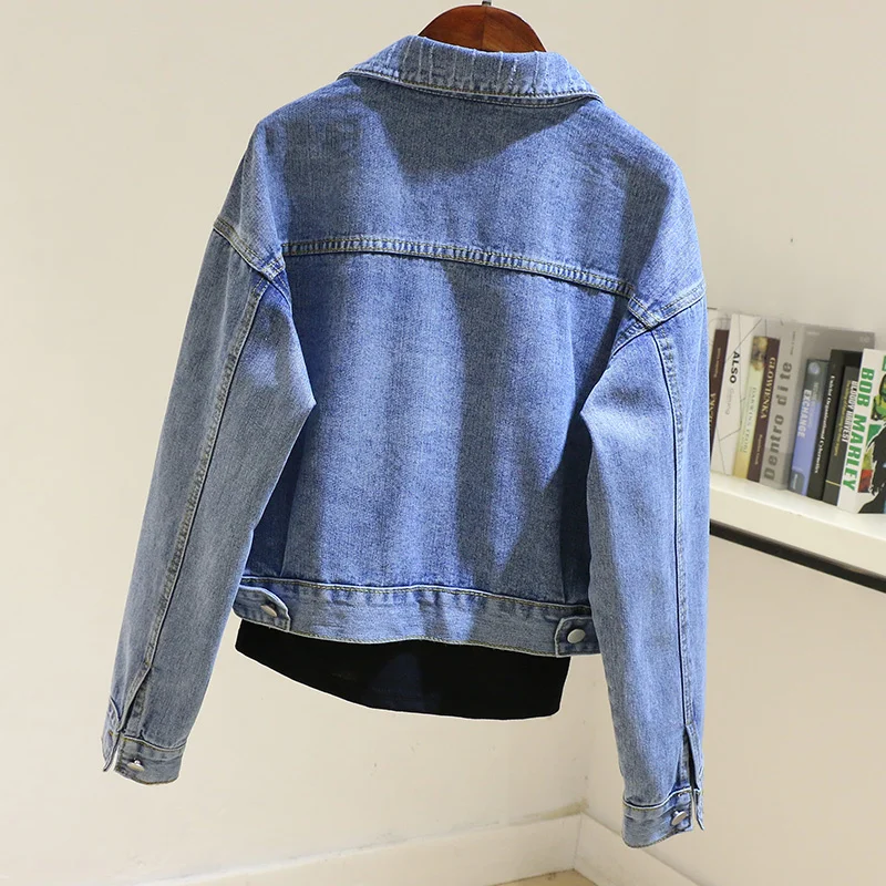 

New Spring Korean Bat sleeve Big Pocket Denim Women Loose Short Outwear Blue Jeans Jacket Coat Female Chaqueta Mujer