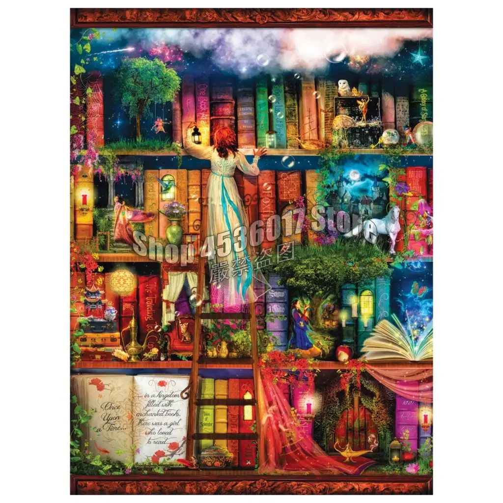 Full Square 5D DIY Diamond PaintingTreasure Hunt Bookshelf decor Diamond Embroidery Cross Stitch Mosaic Fantasy gift ダイヤモンドアート