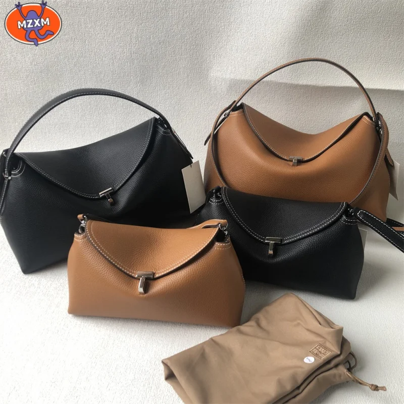 

Swedish niche Toteme ladies lychee grain cowhide T-lock buckle simple commuting large-capacity shoulder Messenger bag clutch