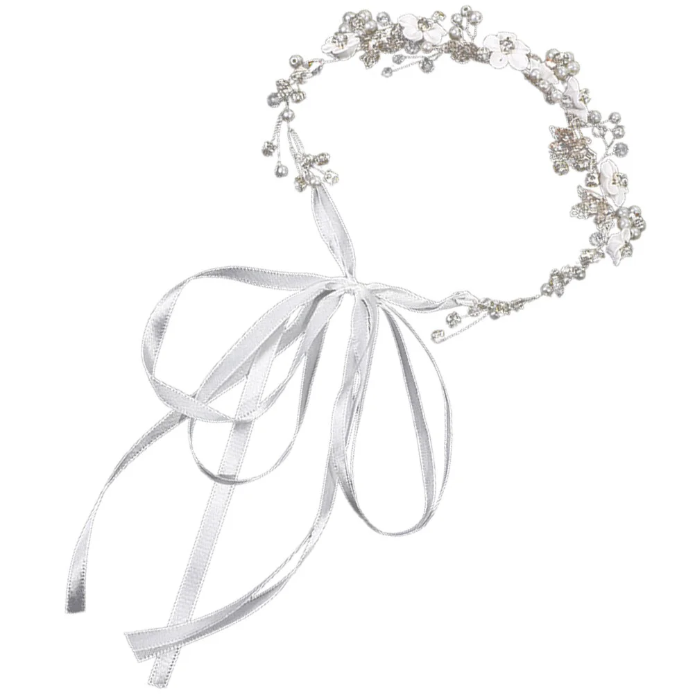 

Flower Crown Girls Headband Ribbon Kids First Communion Kids Wedding Headband Bridal