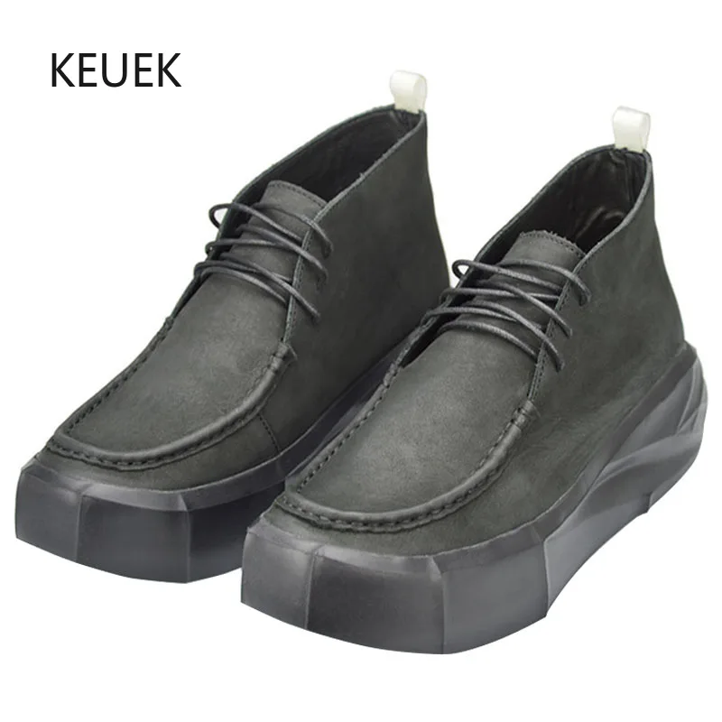 

New Design Height Increasing Thick Sole Genuine Leather Platform Men Leather Shoes Male Luxury Casual Moccasins Breathable 5A