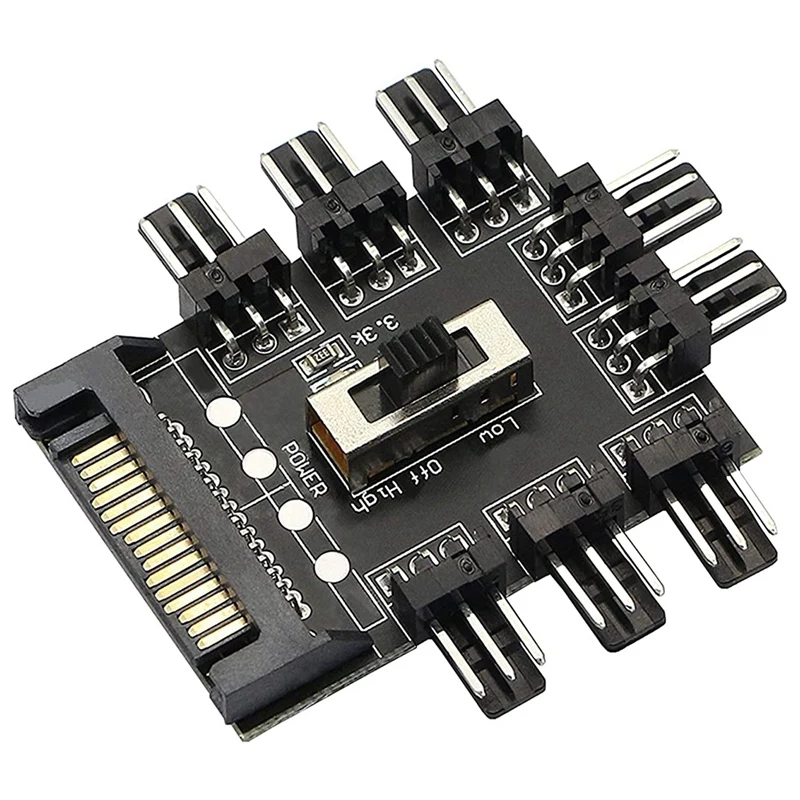 

2 Pcs Chassis Fan Hub, SATA 1 To 8 Way12v 3 PIN Cooling Fan Splitter Controller Hub 3 Pin PWM For PC Desktop Computer