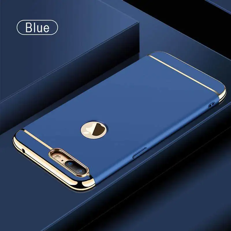 Чехол для iPhone 8 Plus 3 в 1 роскошный золотой Жесткий задняя крышка съемный чехол