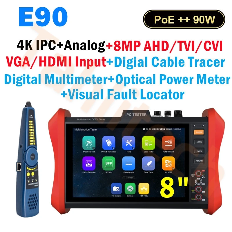 TahLiTech E89 8-дюймовый 4K тестер IP-камер