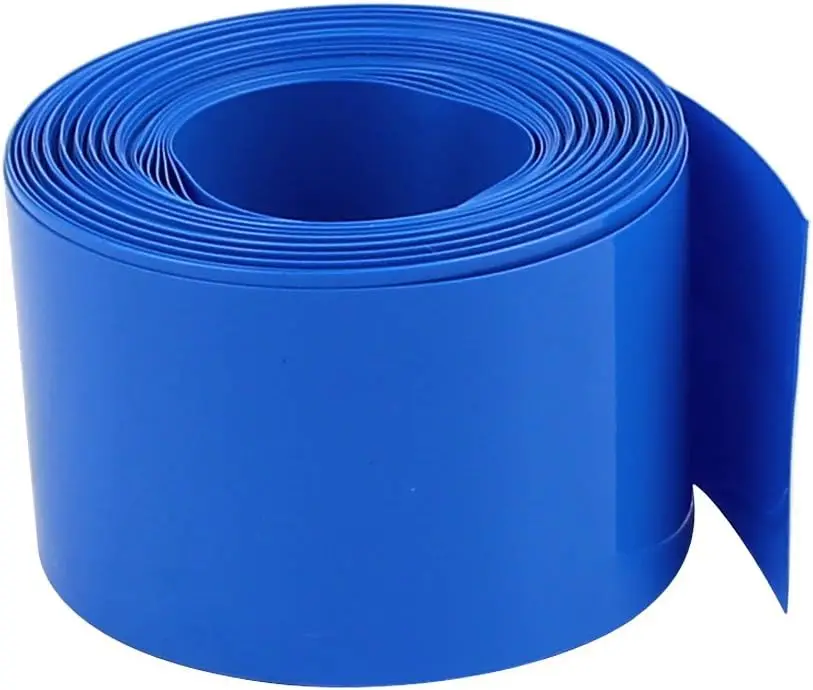 

35mm Flat Width 2.1M Length PVC Heat Shrink Tube Blue for 18650 Battery Pack