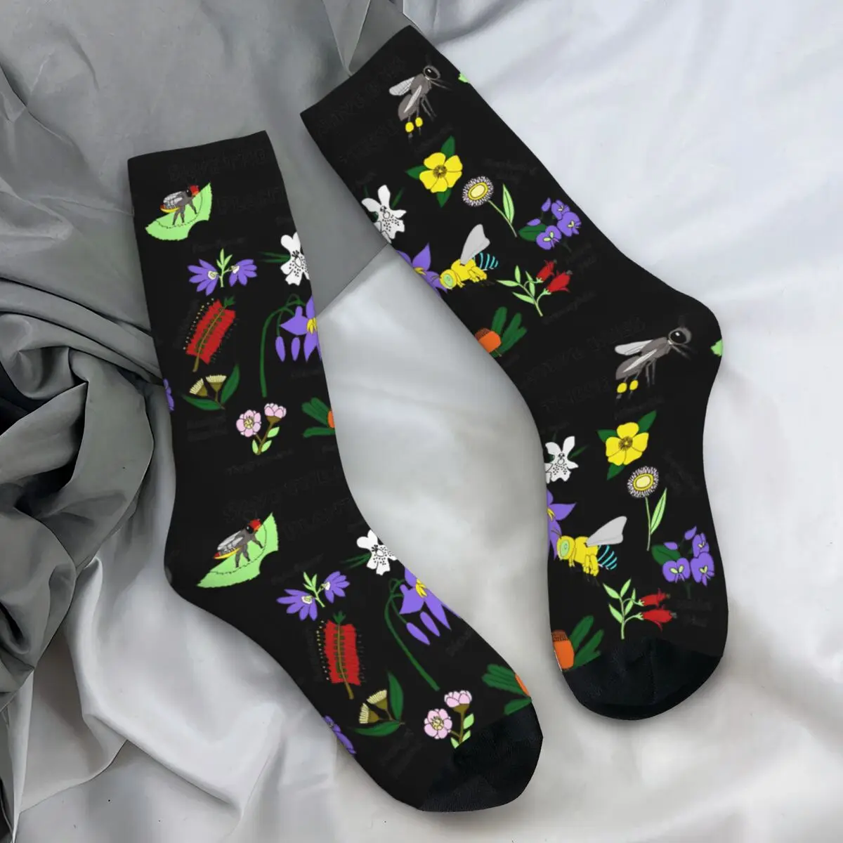Insects Harajuku Socks Plant these Save The Native Bees Fashion Stockings Men Soft Outdoor Spring Graphic Non Slip