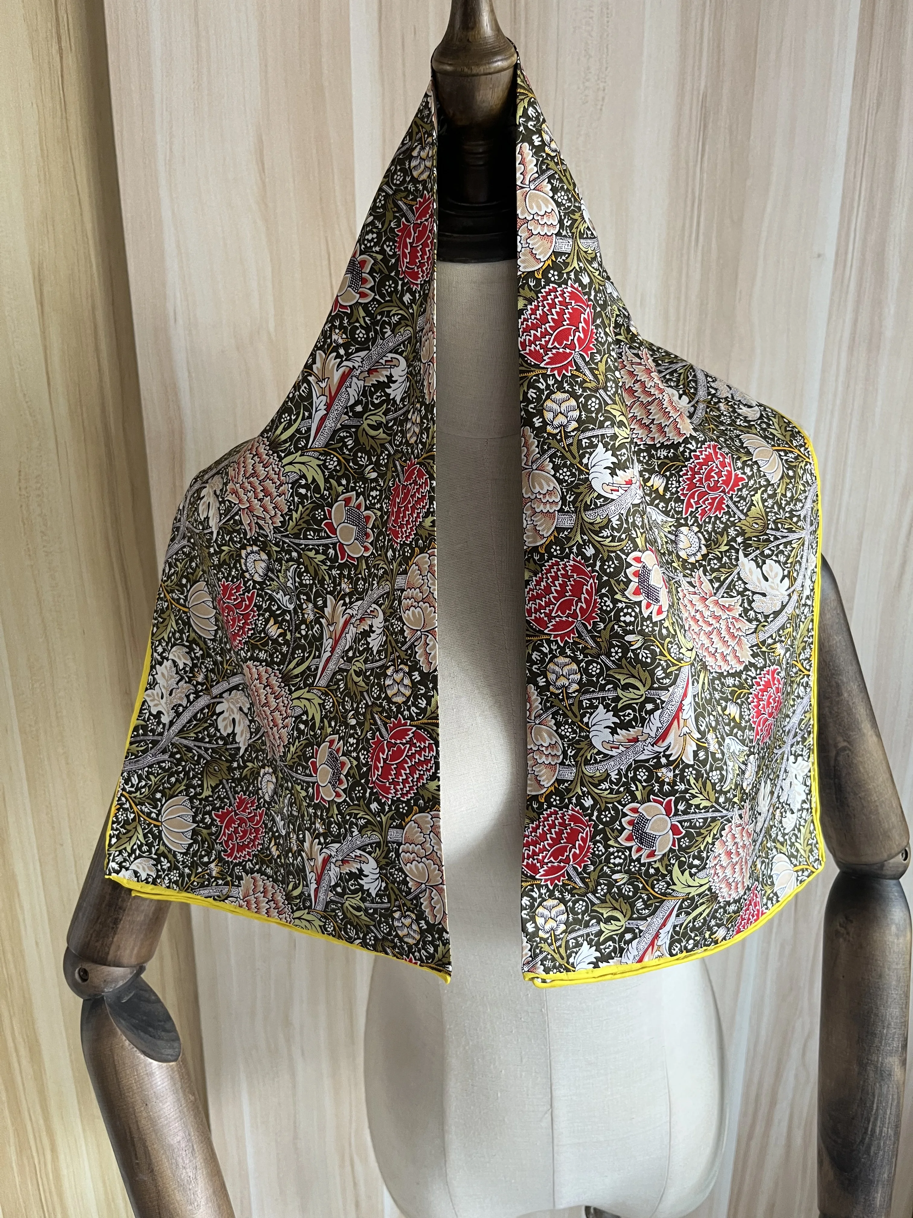 

2023 Новое поступление модный бренд желтый дерево 100% шелковый шарф 90*90 см квадратная шаль саржевая накидка для женщин Женский хиджаб бесплатная доставка