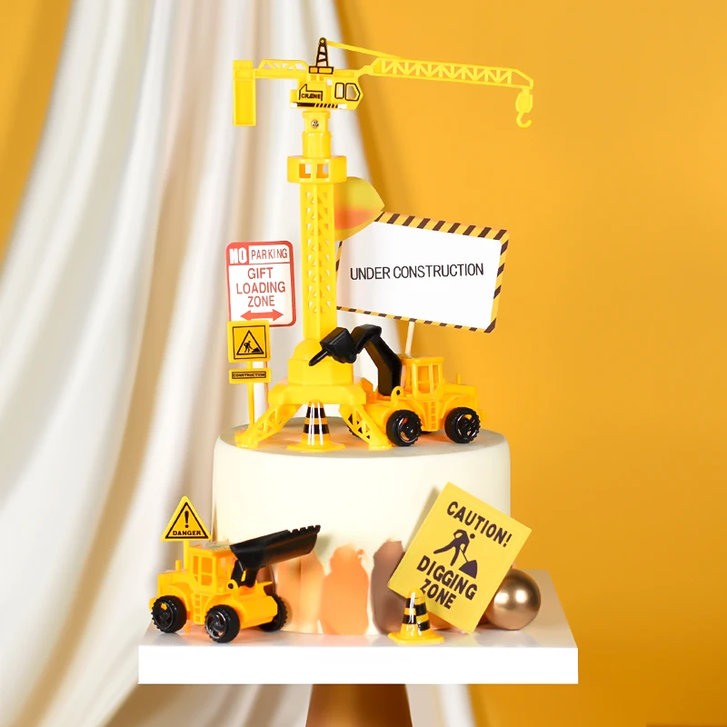

Cakelove 1pcs Construction vehicle excavator Cake Toppers for Boy`s Happy Birthday Party Cupcake Topper Fireman Train Toppers