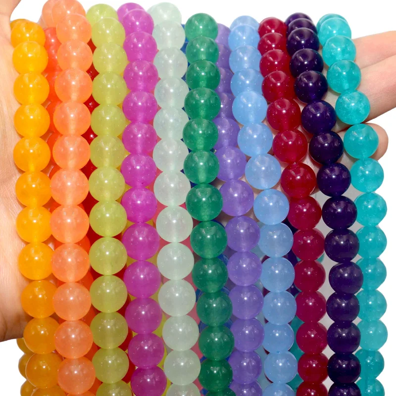 

4 6 8 10mm Natural Jade Chalcedony Stone Beads for DIY Bracelets Fashion Women Necklaces Jewelry Making Accessories Materials