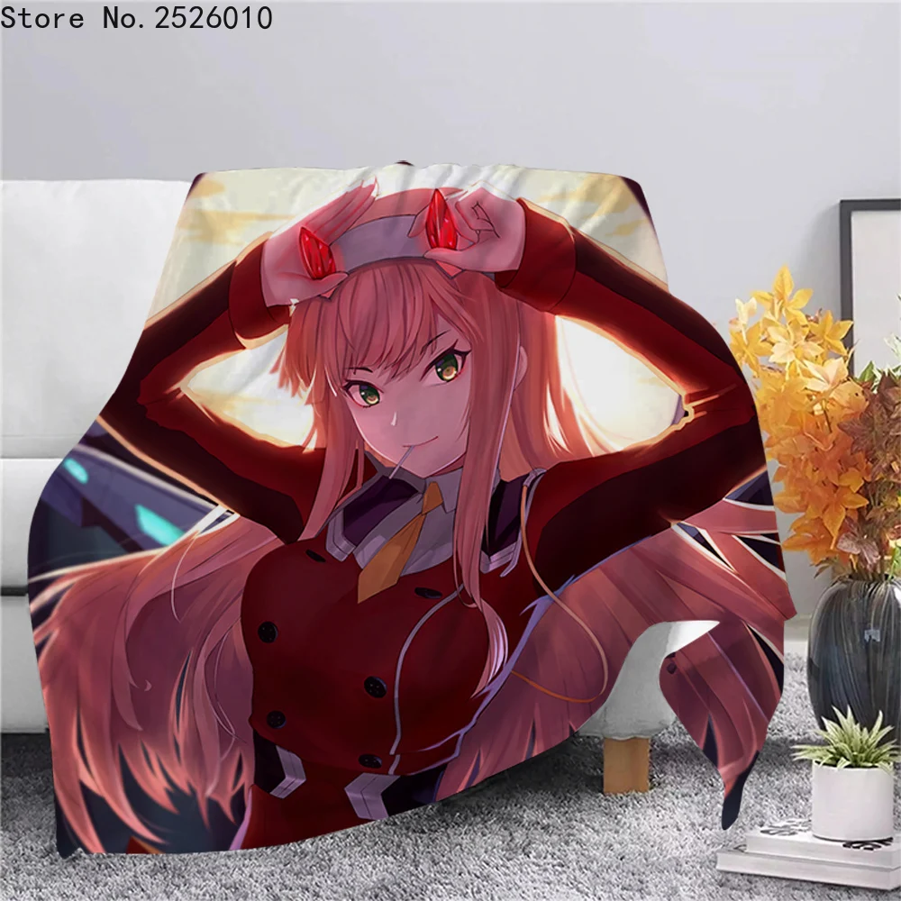 

Anime Darling In The FranXX Warm Flannel Blanket 3D Print Zero Two Throws Blanket Office Nap Blanket Sherpa Blanket Quilt 05