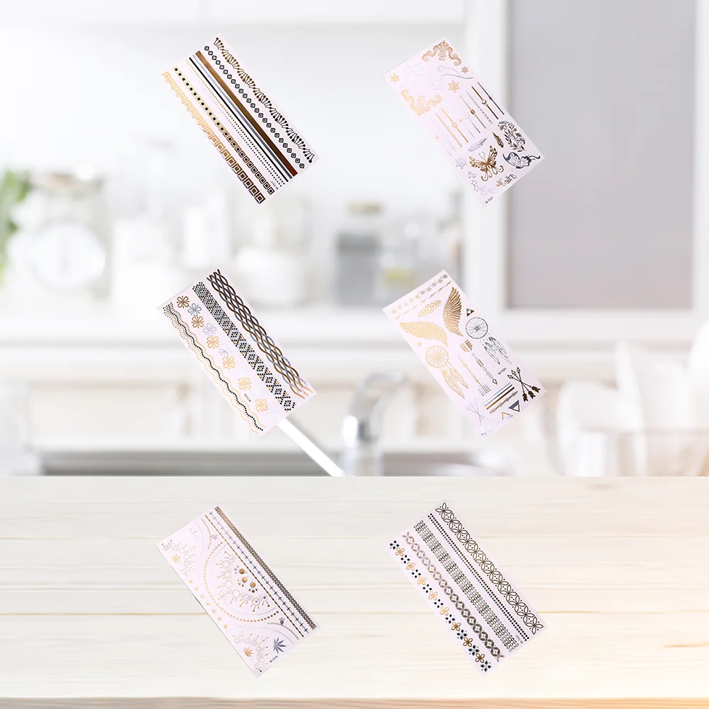 

6 Pcs Tattoo Sticker Body Decorative Temporary Stickers Water Proof Gilding Women Colorful