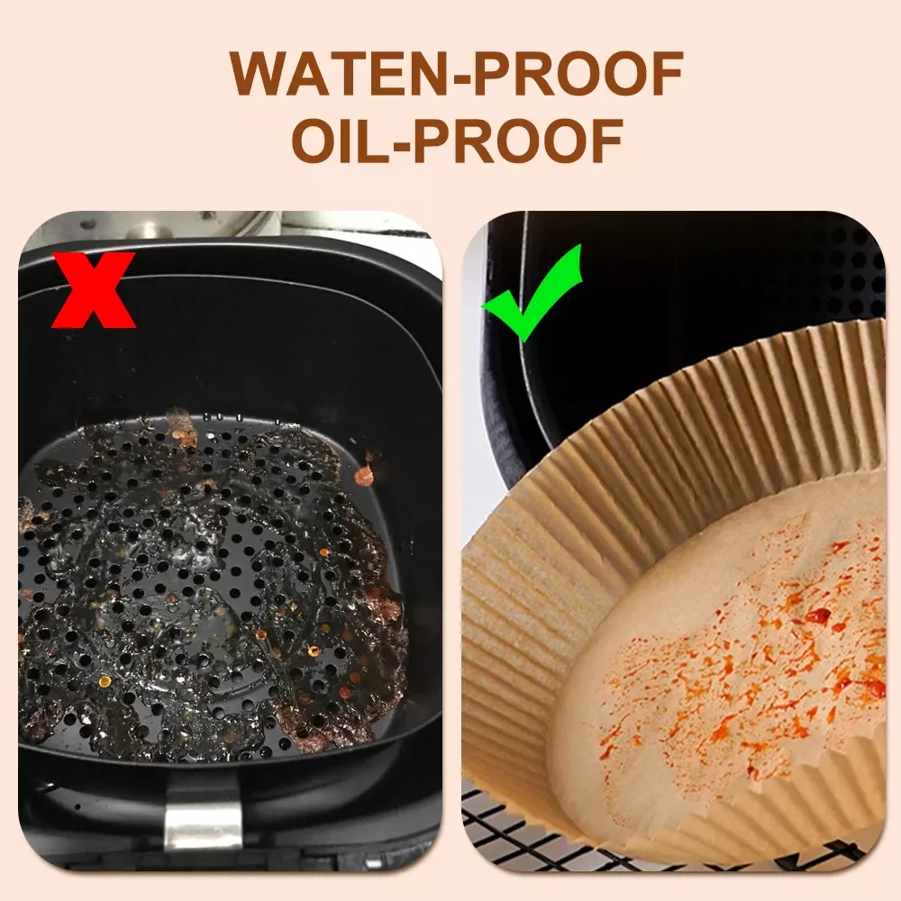 

Disposable Air Fryer Parchment Paper Liner Oil-proof Water-proof Paper Tray Non-Stick Baking Mat for Oven Air Fryer Accessories