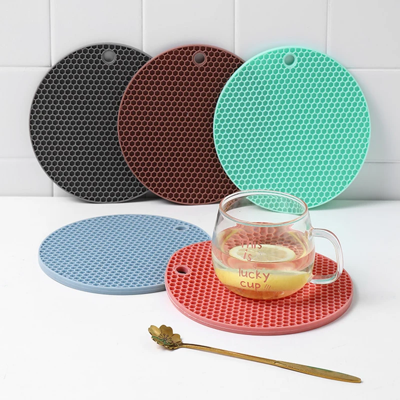 Круглый термостойкий силиконовый коврик подставки под чашки для напитков