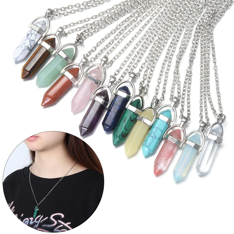 

New Women Clavicle Chain Trendy Natural Quartz Crystal Pendant Necklace