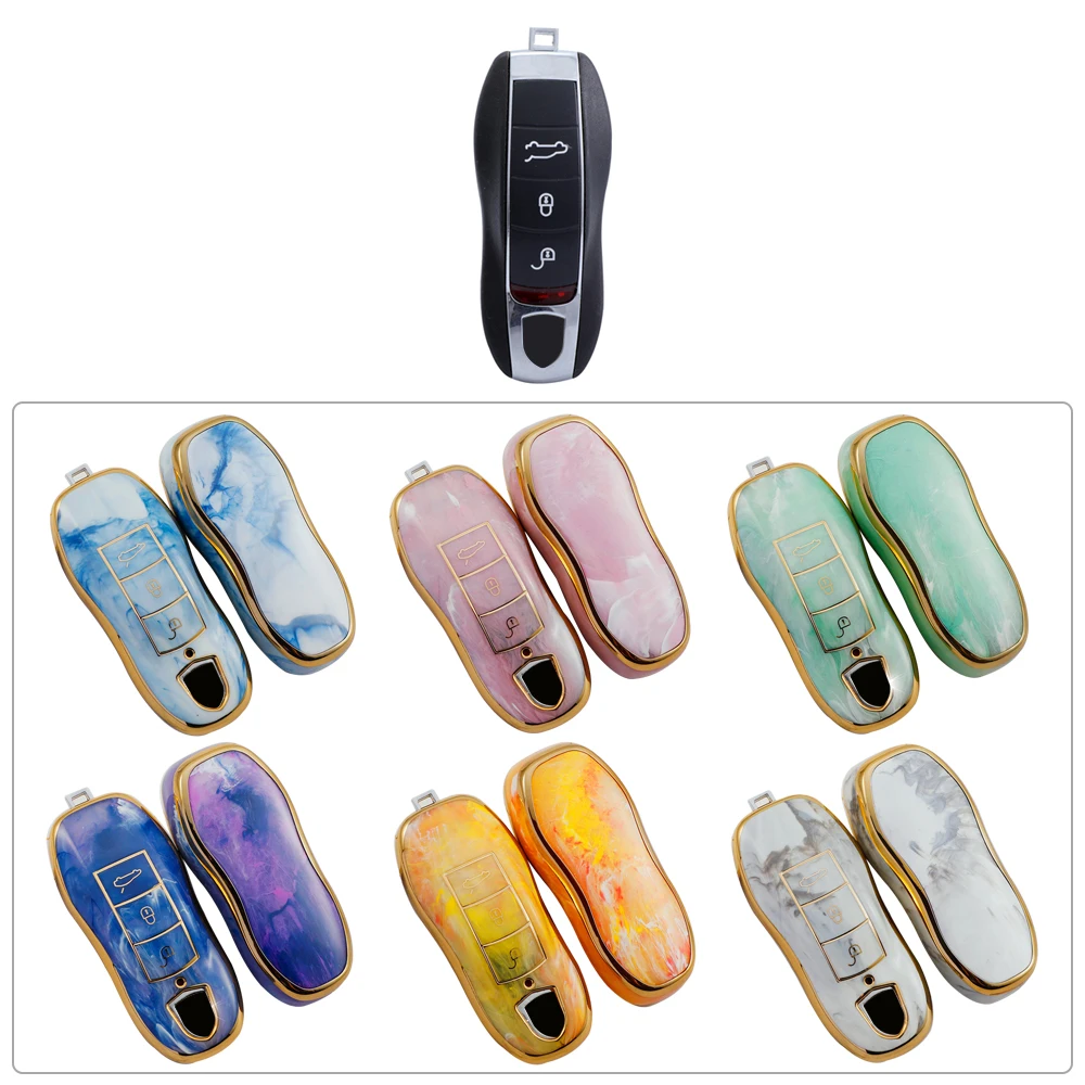 

Car Key Cover Protector Case Holder Skin Jacket For Porsche 718 Porsche 911 Panamera Cayenne Smart Key 3 button 1PC