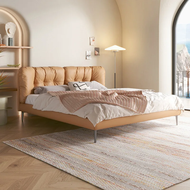 

Cream cloud bed technology fabric suede modern minimalist fabric bed master bedroom double bed ins cream style