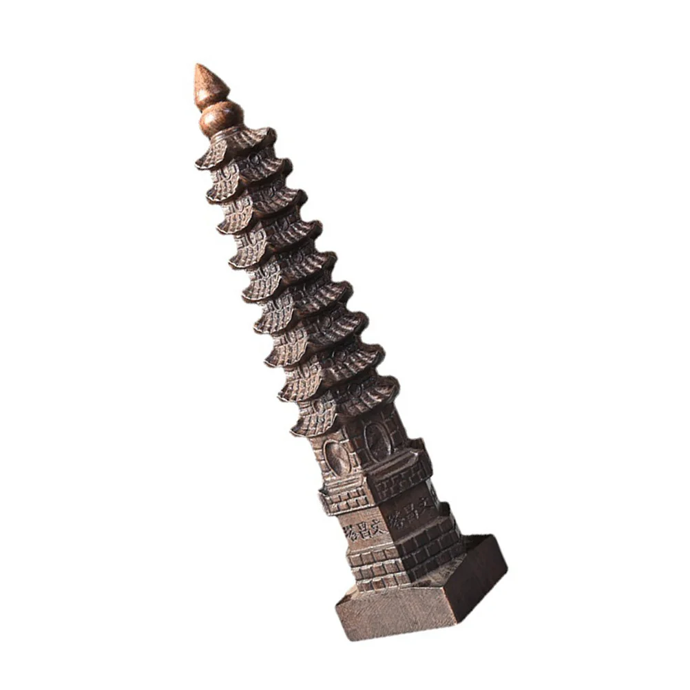 

Tower Decoration Statue Pagoda Luck Good Buddhism Shui Feng Chinese Brass Wood Sculpture Gifts Housewarming Ornament Fengshui