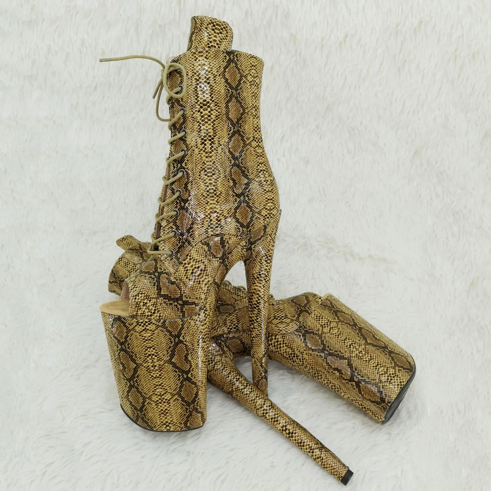 Leecabe  23CM/9inches  Snake  upper Open Toe Sexy boots  High Heels Platform Pole Dance shoes