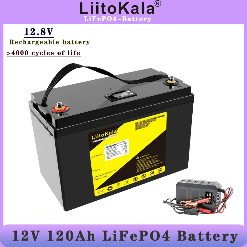 

LiitoKala 12.8V 100Ah 120Ah LifePo4 Battery Pack 12V Rechargeable Battery Pack Lithium Iron Phosphate Lifepo4 Solar Cell tools