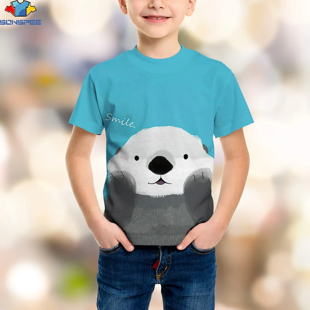 

SONSPEE Breathable Sports T-shirts Children's Short Sleeves Animal 3D Printing Fashion Tees Bear Woman Men 2022 Summer Punk Rock