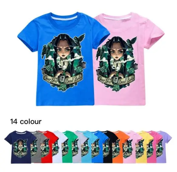 

Kids Clothing Boys Summer Wednesday Addams Family 3D Printed T-shirt Children's Funny Harajuku Fashion Top Girls Tee For 2-14 Y