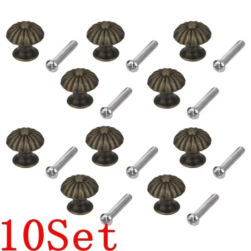 

10PCs Vintage Mini Round Pull Knobs Wardrobe Drawer Bin Jewelry Box Handle