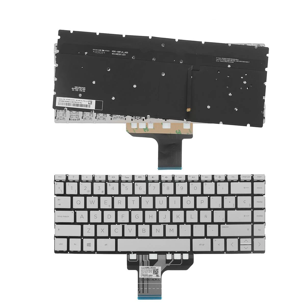 

SP Клавиатура для ноутбука HP 13t-aq0000 13-aq0005nr 13-aq0044nr 13-aq0045cl 13-aq0077nr 13-ah0000 Серебристая подсветка без рамки