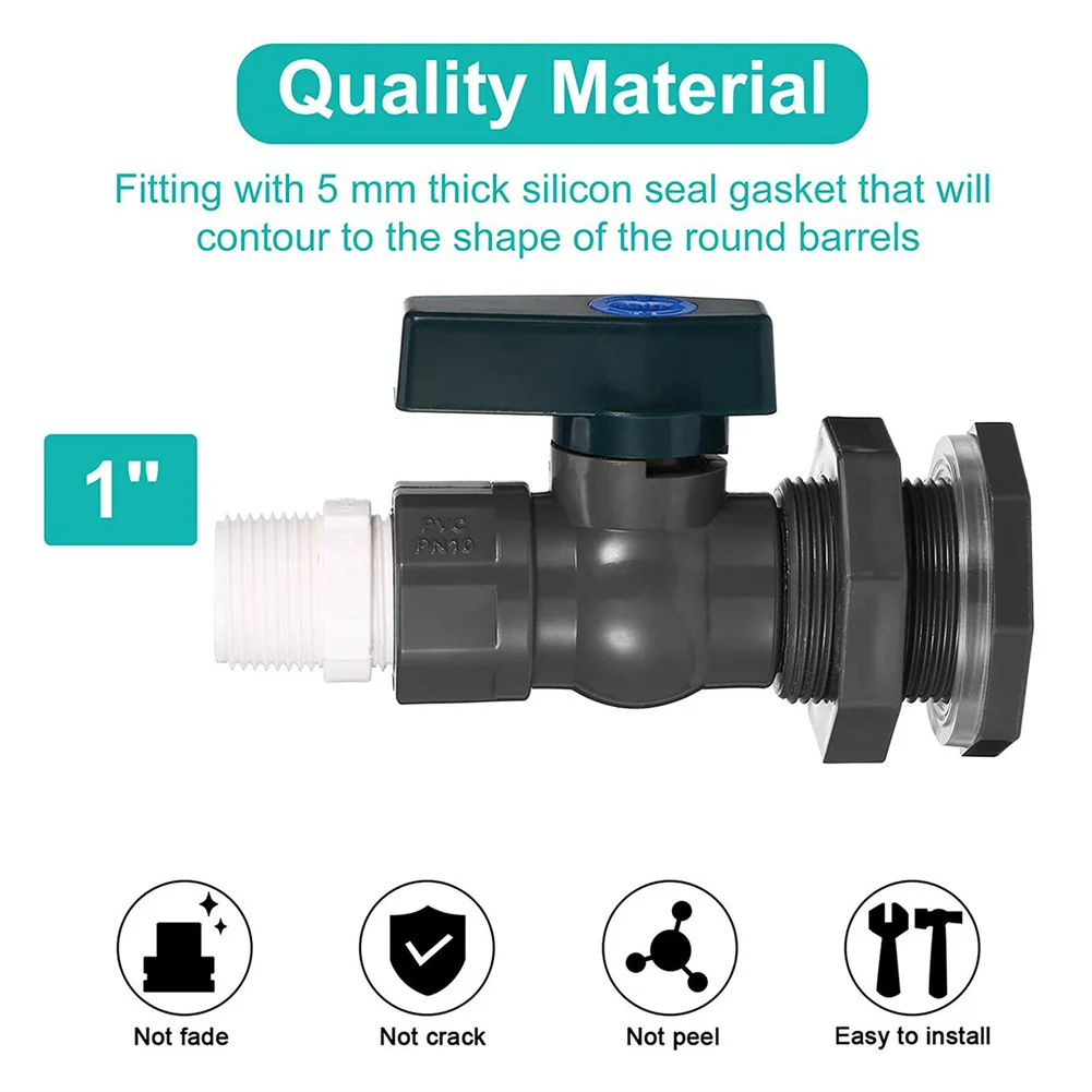 

Tank Pool Bucket Rain Barrel Valve Diverter Seal Water Tight Garden Spigot Kit With Bulkhead Fitting Hose Adapte Tank Tap