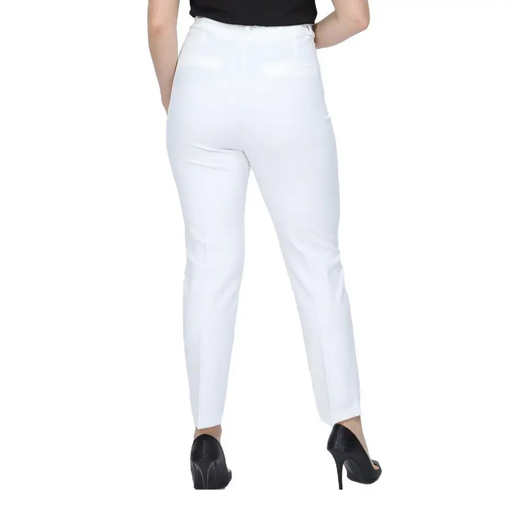 Fierte Women Plus Size Pants Rg1308 Fabric High Waist Tight Trotting Zipper Closure Spring Summer Slim Casual Elegant