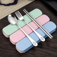 3pcslot stainless steel portable tableware outdoor travel smiling fork spoon chopsticks