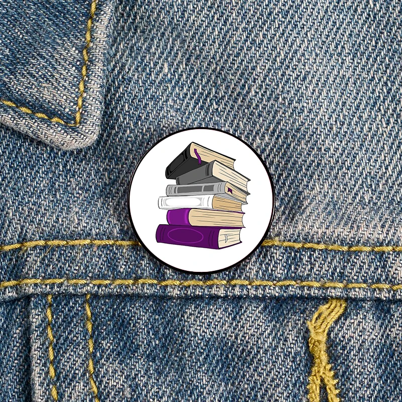

Ace Pride Book Stack Pin Custom Brooches Shirt Lapel teacher tote Bag backpacks Badge Cartoon gift brooches pins for women