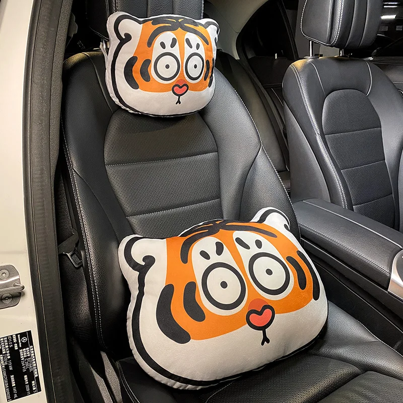 

2023 Cartoon Headrest Pillow Cute Headrest Plush Cartoon Animal Car Lumbar Support Pillow Creative Car Neck Pillow Car Accessory