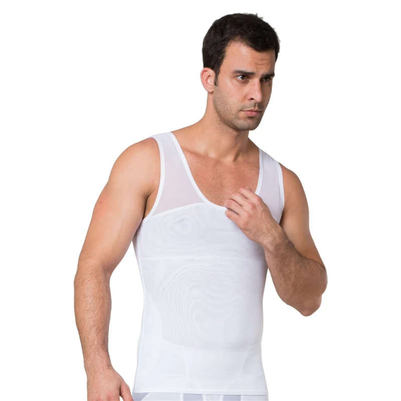 HaleyChan Men Breathable Slimming Body Shaper Compression Shirt Girdles Abdomen Slim Tank Top Tummy Shaper Men Corset Tummy Tuck