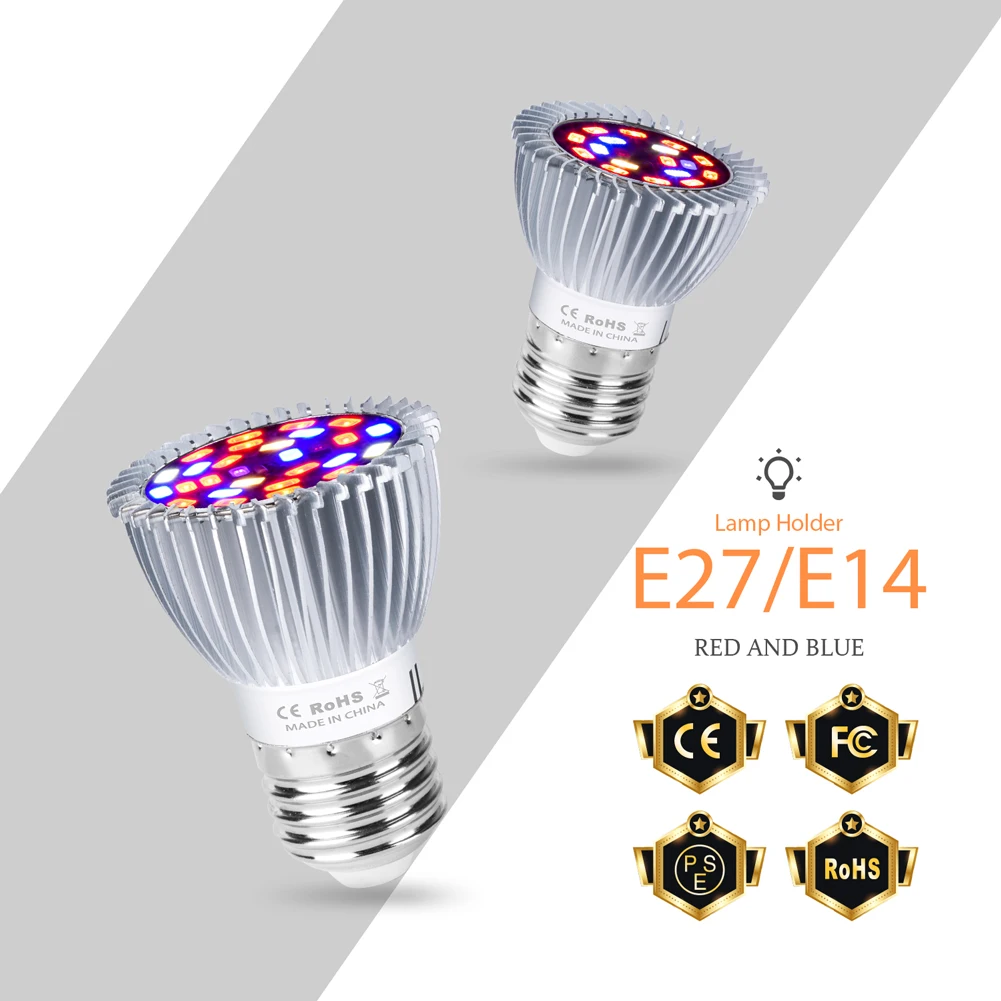 

Full Spectrum LED Grow Light E27 Phytolamp For Seedlings UV Plants Bulb 18W 28W Indoor Flower Seeds Growbox LED Cultivation Lamp