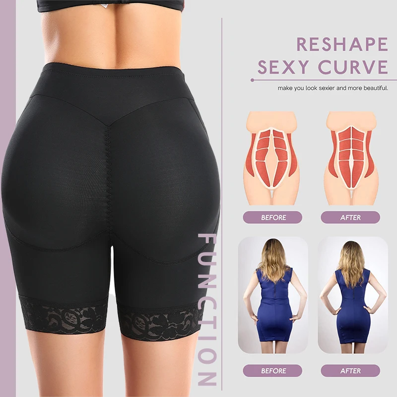 Women Seamless Butt Lifter Booty Shorts Hip Enhancer Padded Lace Panties Underwear Boyshorts Body Shaper Tummy Control Underwear