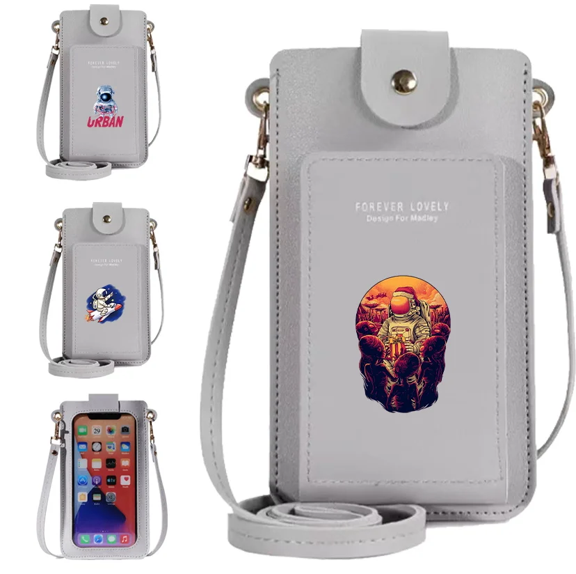 Купи Mobile Phone Bag Wallet Women's ID Card Bank Card Storage Cell Phone Pack Shoulder Bags PU Leather Purse Astronaut Print Handbag за 239 рублей в магазине AliExpress