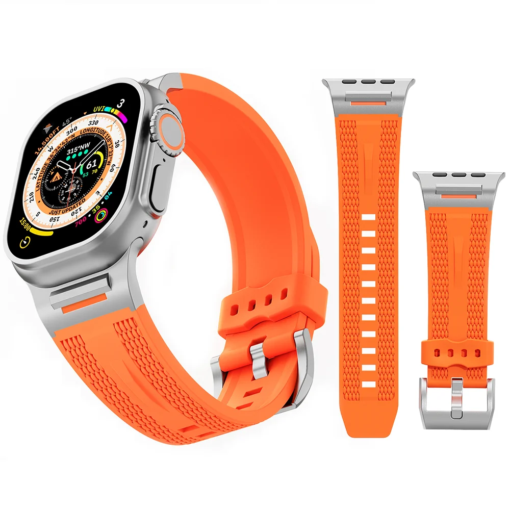 Силиконовый ремешок для Apple Watch Series 10 42 мм 46 ультра2 49 40 41 38 correa Спортивный браслет