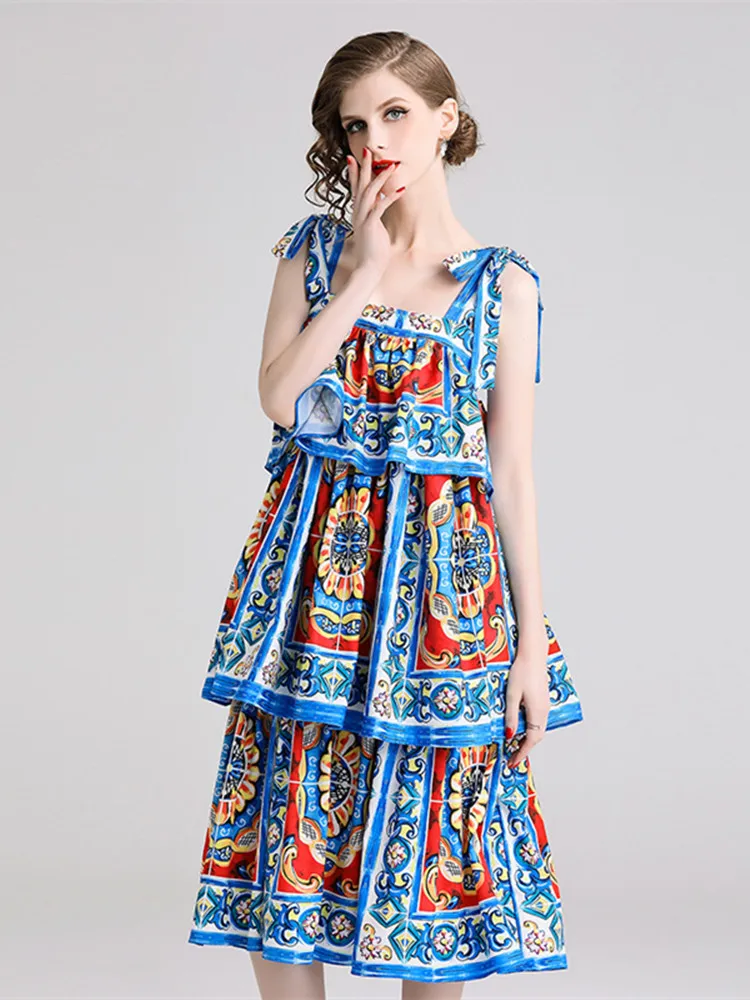 Женское модельное платье сицилиана дизайнерское длинное на бретелях-спагетти с