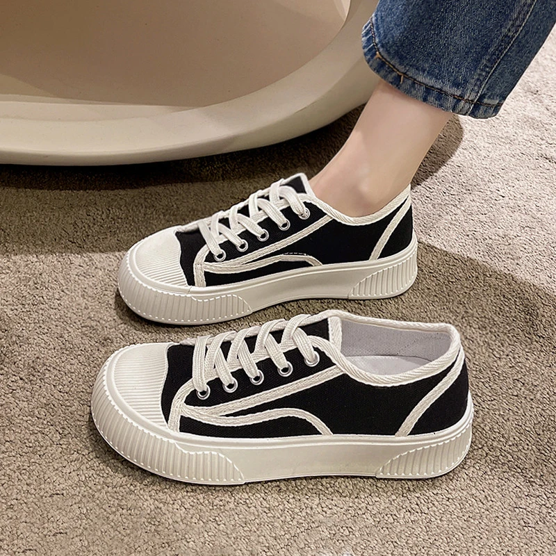 

Новые женские туфли на весну и осень 2023, универсальные повседневные туфли на плоской подошве с низким верхом и круглым носком и цветным блокировкой