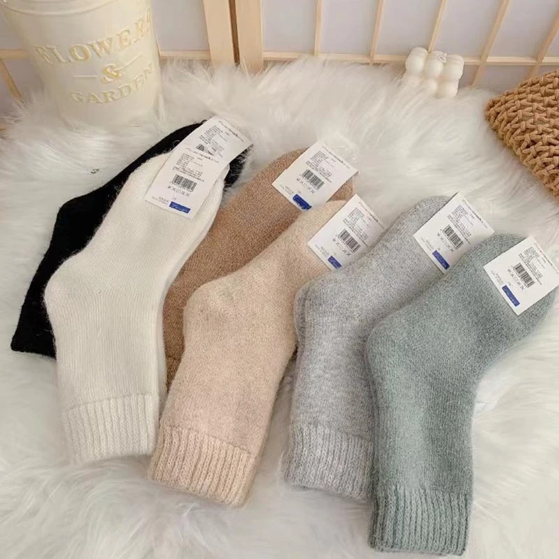 

Зимние очень толстые теплые носки, женские шерстяные носки, однотонные носки из мериносовой шерсти, махровые носки для холодного снега