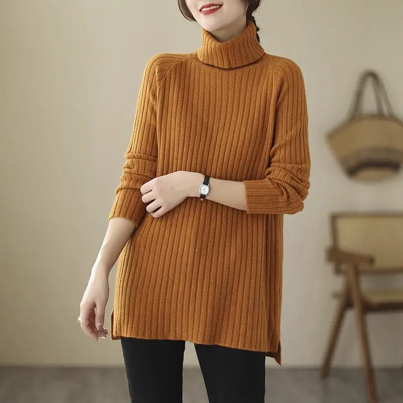 Свободная и удобная универсальная трикотажная одежда тонкий Топ с длинным